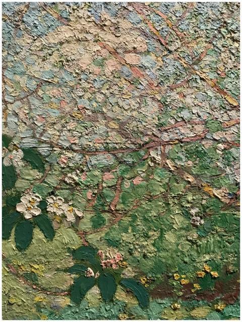 Detailed oil painting with impressionist style sho