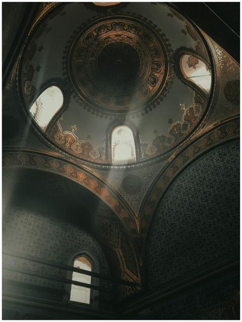 From below dome inside of ancient Topkapi Palace l