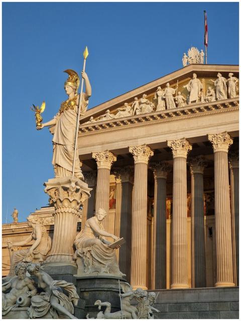 A stunning view of the Athena Fountain and Austria