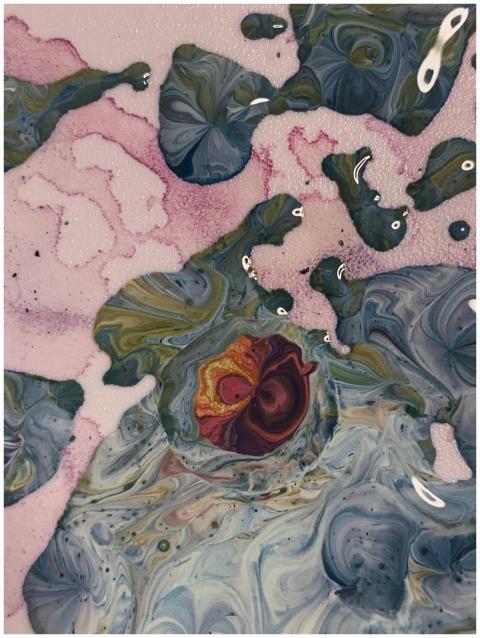 Vibrant abstract fluid art with swirling colors an