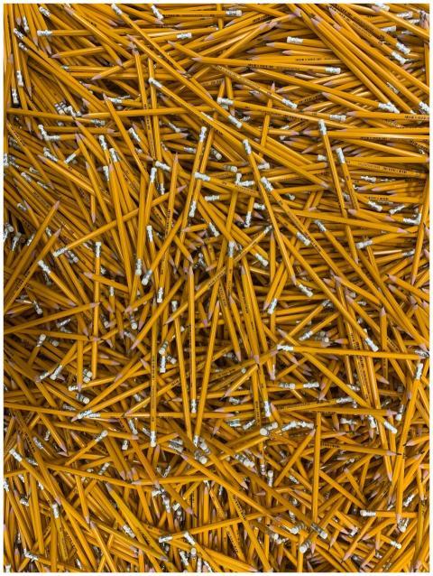 Overhead view of a large pile of traditional yello
