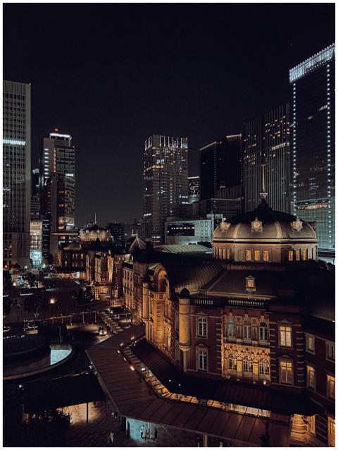 Stunning night view of Tokyo Station and city skyl