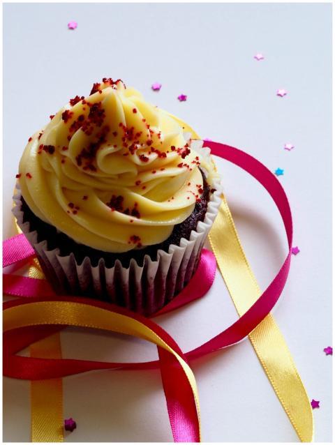 Tempting chocolate cupcake with creamy icing, ador