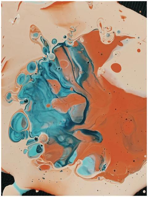 Dynamic abstract art featuring a vivid mix of blue