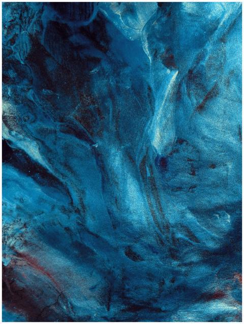 Abstract art with vibrant blue tones and textured
