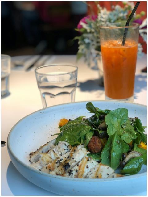 A delicious and healthy grilled chicken salad with