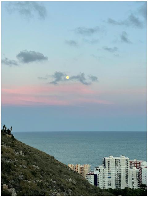 Moonlit Coastal Skyline Twilight
