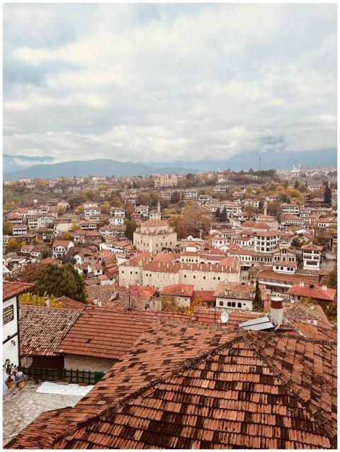 Charming aerial view of Safranbolu's historic arch