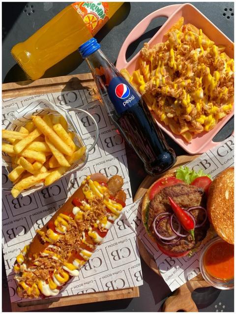 A tempting spread of fast food options including a