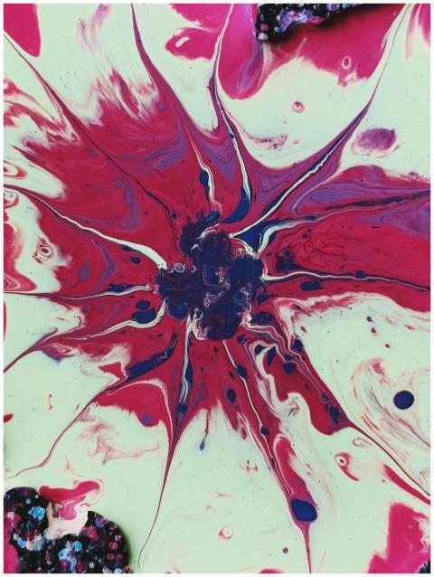 Dynamic abstract art with vibrant colors and fluid