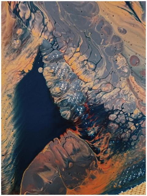 Vivid abstract acrylic painting with dynamic color