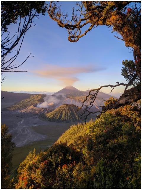 Capture the breathtaking sunrise over Mount Bromo