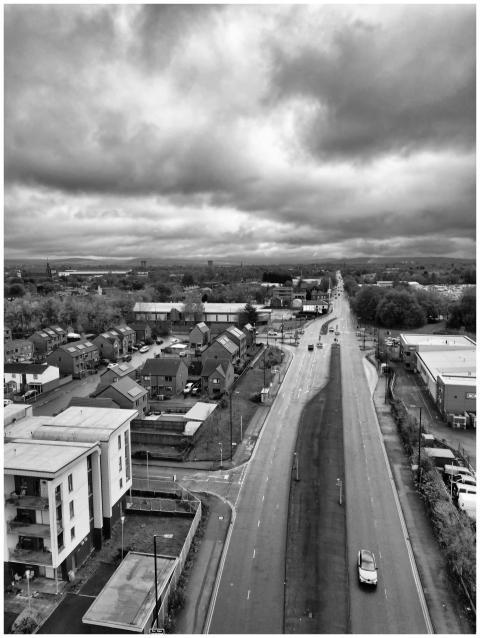Dramatic Aerial Urban Roadway