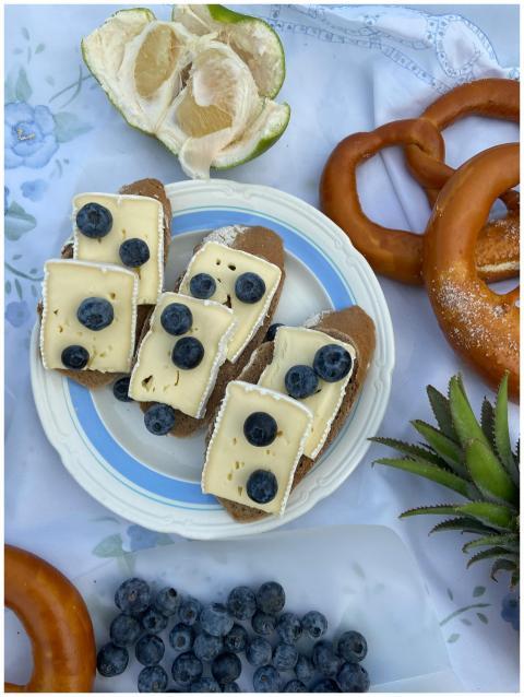Top view slices of delicious loaf with cheese topp