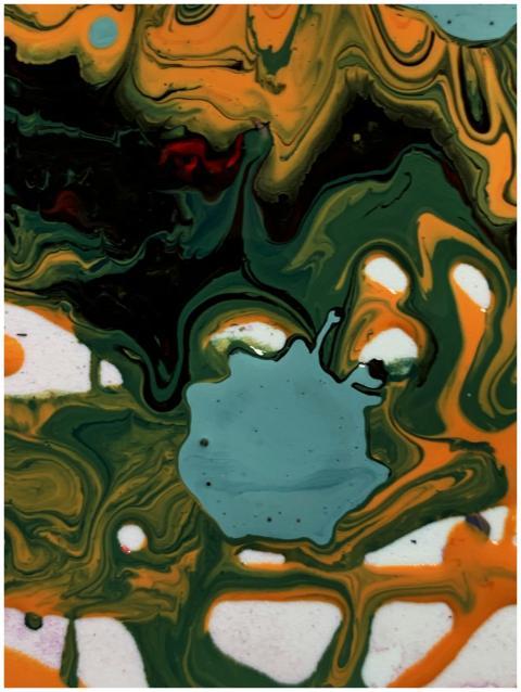 Dynamic abstract art featuring vibrant swirls and