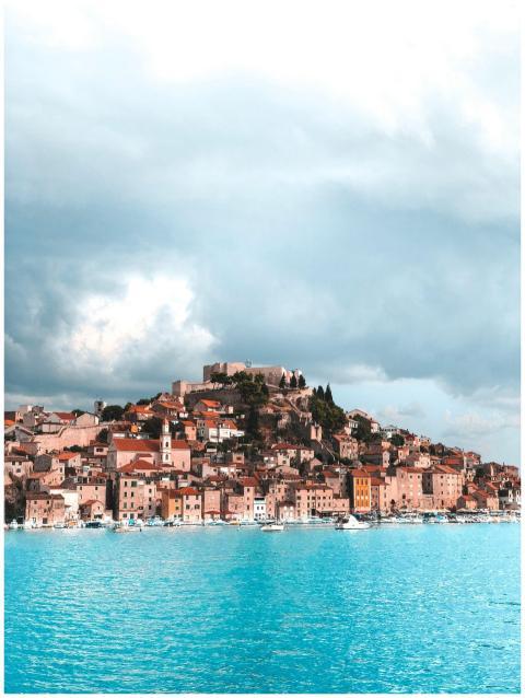 Beautiful view of a coastal town with historic bui