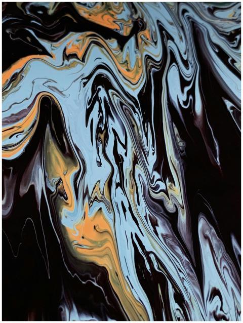 Dynamic abstract artwork with swirling colors and