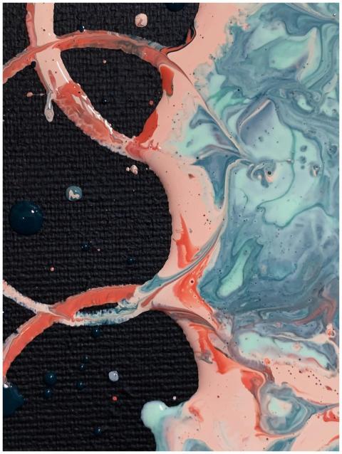 Colorful abstract fluid art using acrylic paint, f