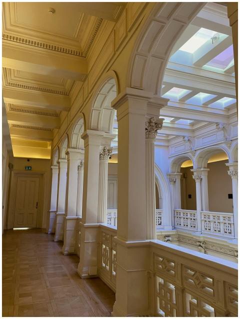 Classical interior architecture with arches and co