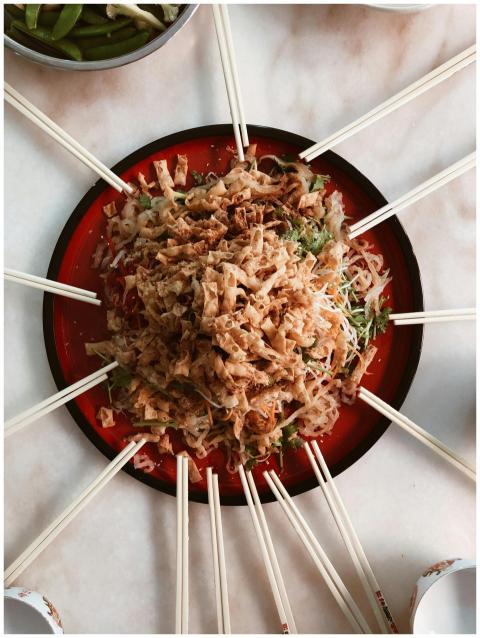 A delicious traditional Asian noodle dish served w