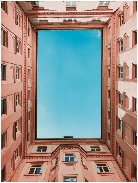 A unique worm's eye view of a Budapest courtyard s