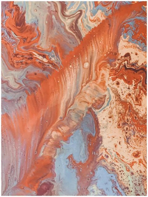 Dynamic and colorful fluid acrylic art with delica