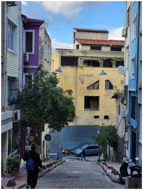 Charming street scene with old buildings in Beyogl