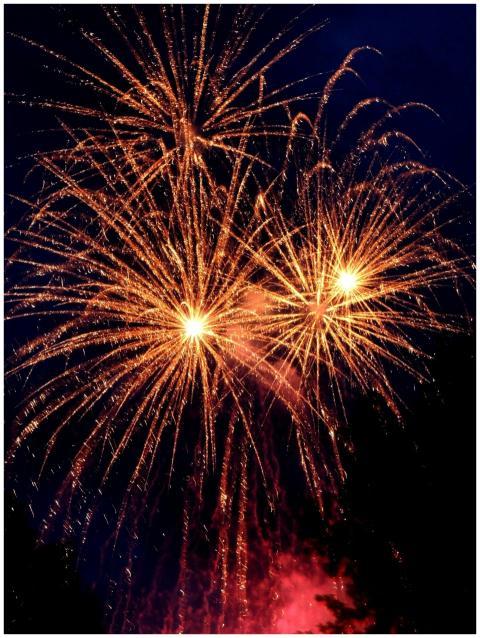 Bright and colorful fireworks display lighting up