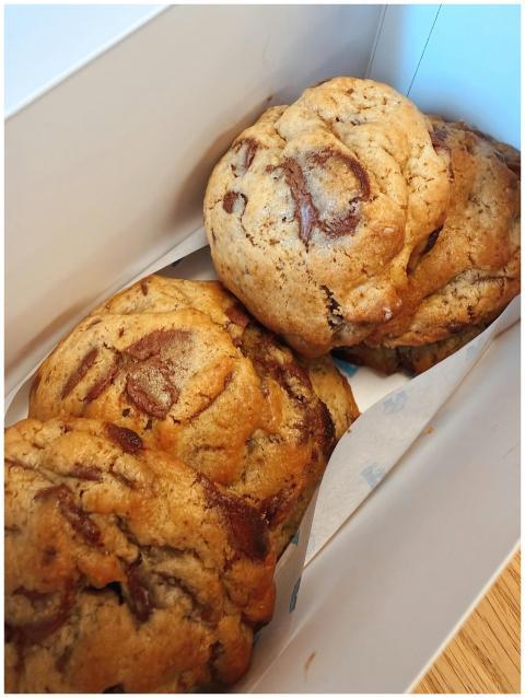 Delicious homemade chocolate chip cookies served f