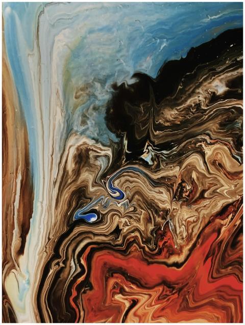 Vibrant abstract artwork capturing swirling acryli