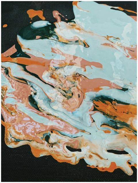 A colorful abstract acrylic painting showcasing dy