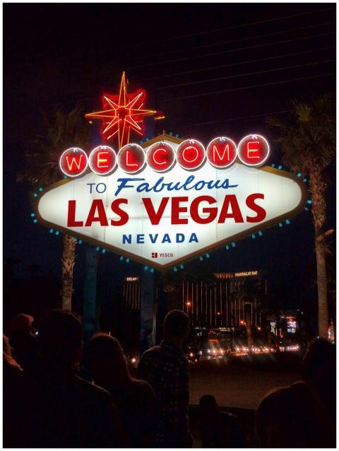 The famous Welcome to Las Vegas sign illuminated a