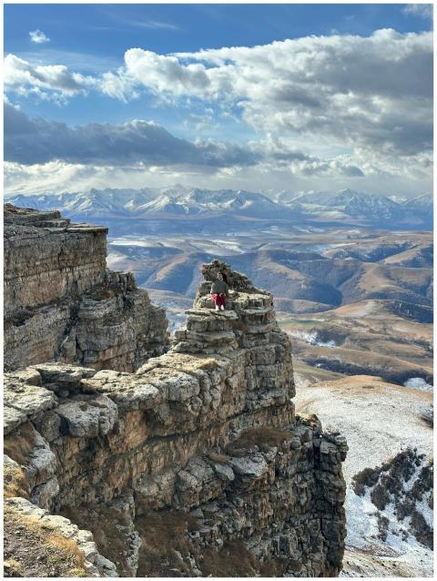 Breathtaking panorama of rocky cliffs and distant
