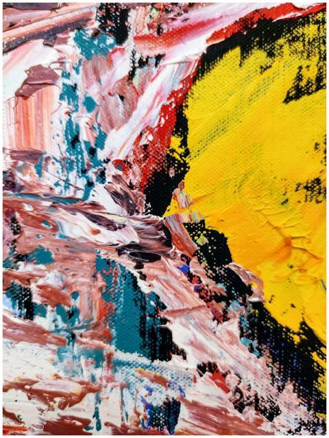 Dynamic abstract painting with vibrant colors and