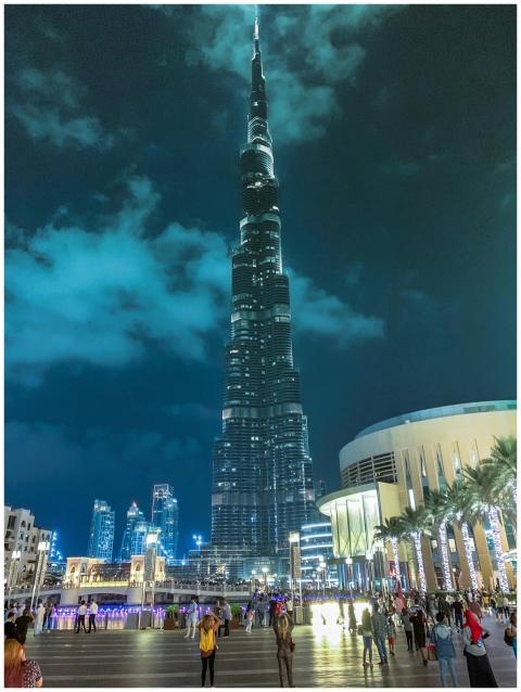 Stunning night view of Burj Khalifa, the tallest s