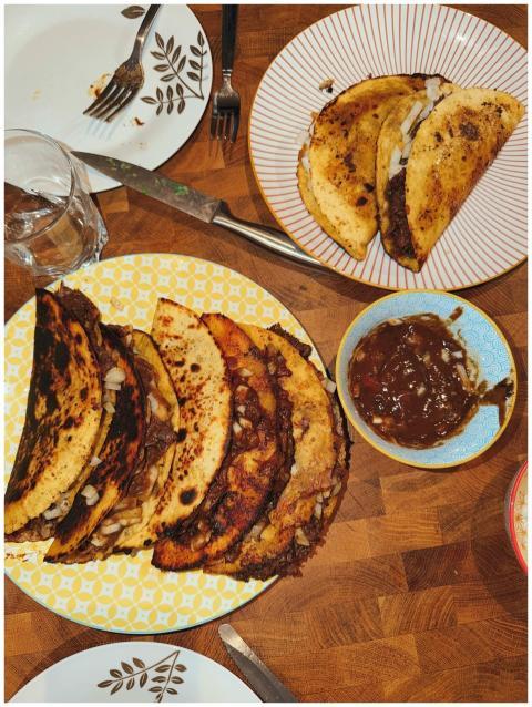 A mouth-watering display of homemade tacos served