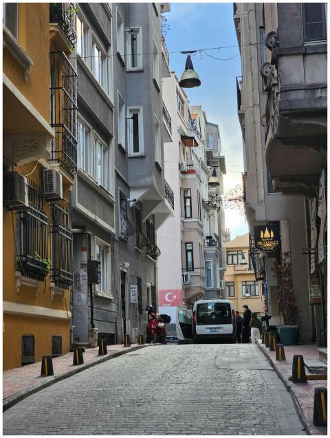 Charming alleyway in Istanbul with narrow cobblest