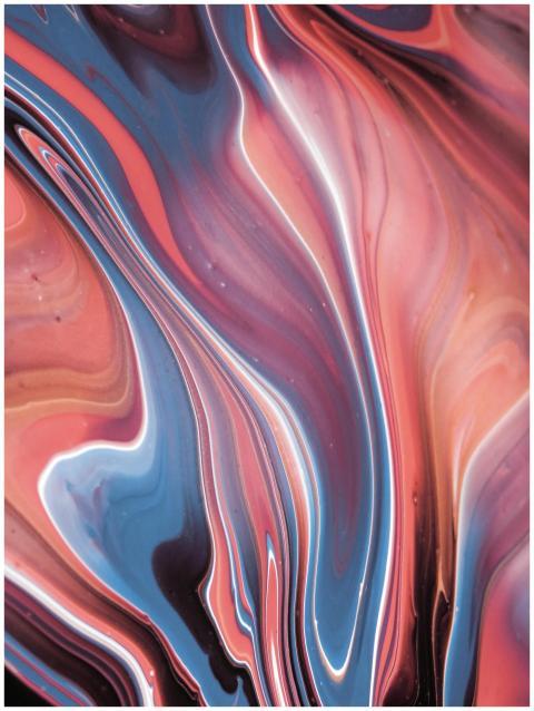Dynamic abstract painting with vivid swirling colo