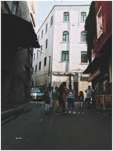 Group of children in a neighborhood street in Beyo