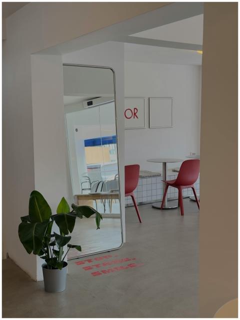 Minimalist Cafe Interior Red