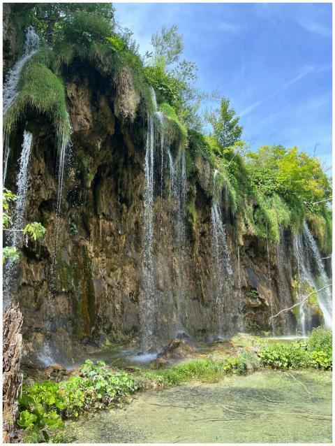 Beautiful cascading waterfalls in Plitvice Lakes,