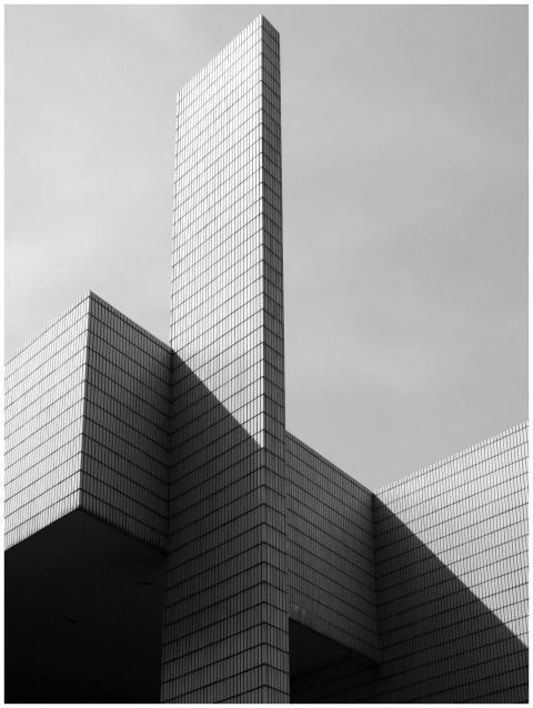 From below black and white of contemporary geometr