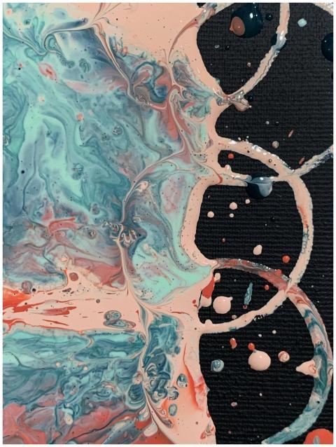 Colorful abstract fluid art with swirling pastel h