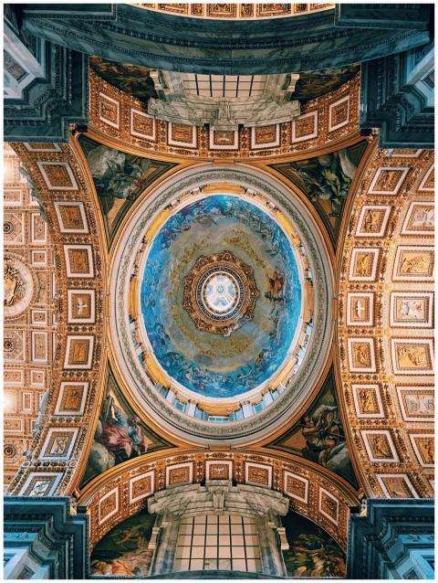Stunning view of the ornate dome inside Vatican Ci
