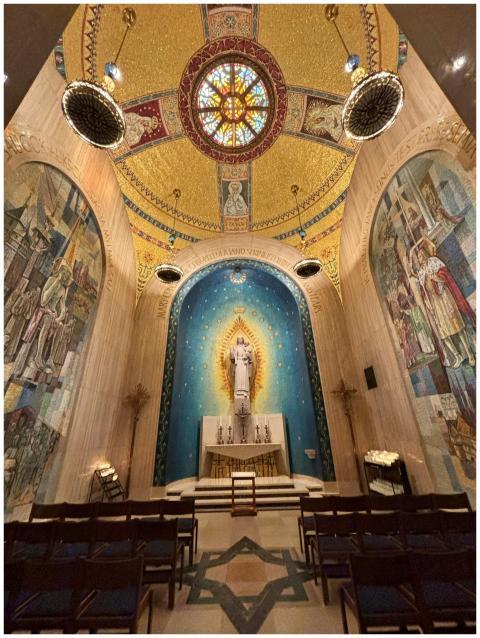 Capture of a historic chapel's ornate interior wit