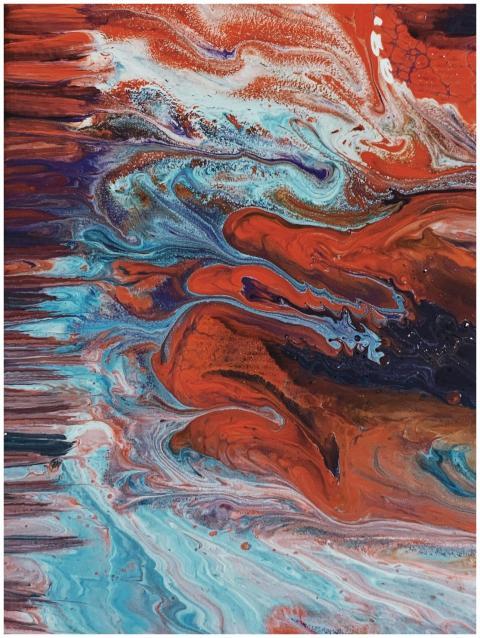 Bold, colorful abstract art with swirling patterns