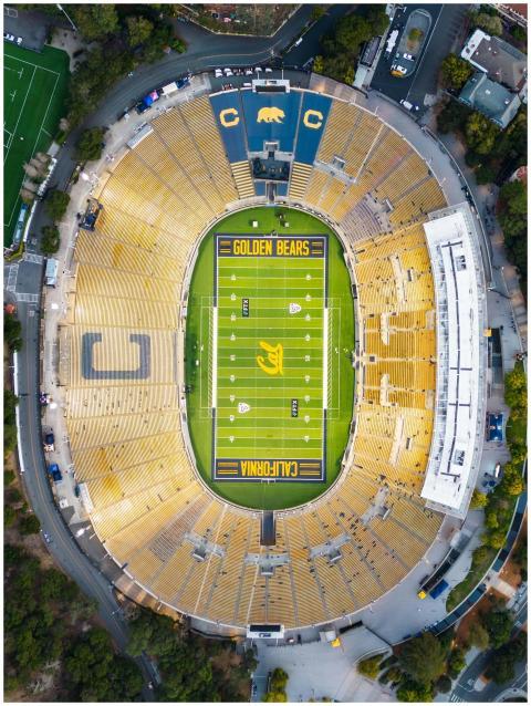High angle shot of California Memorial Stadium in