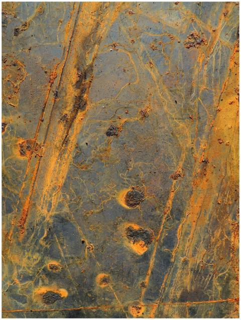 Close-up of rust on metal showing abstract pattern