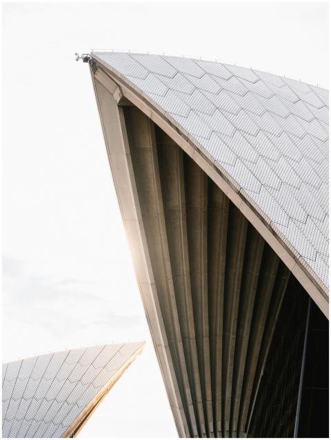 Detailed view of Sydney Opera House structure high