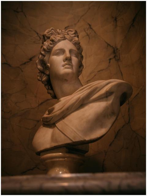 Close-up of an elegant marble sculpture capturing